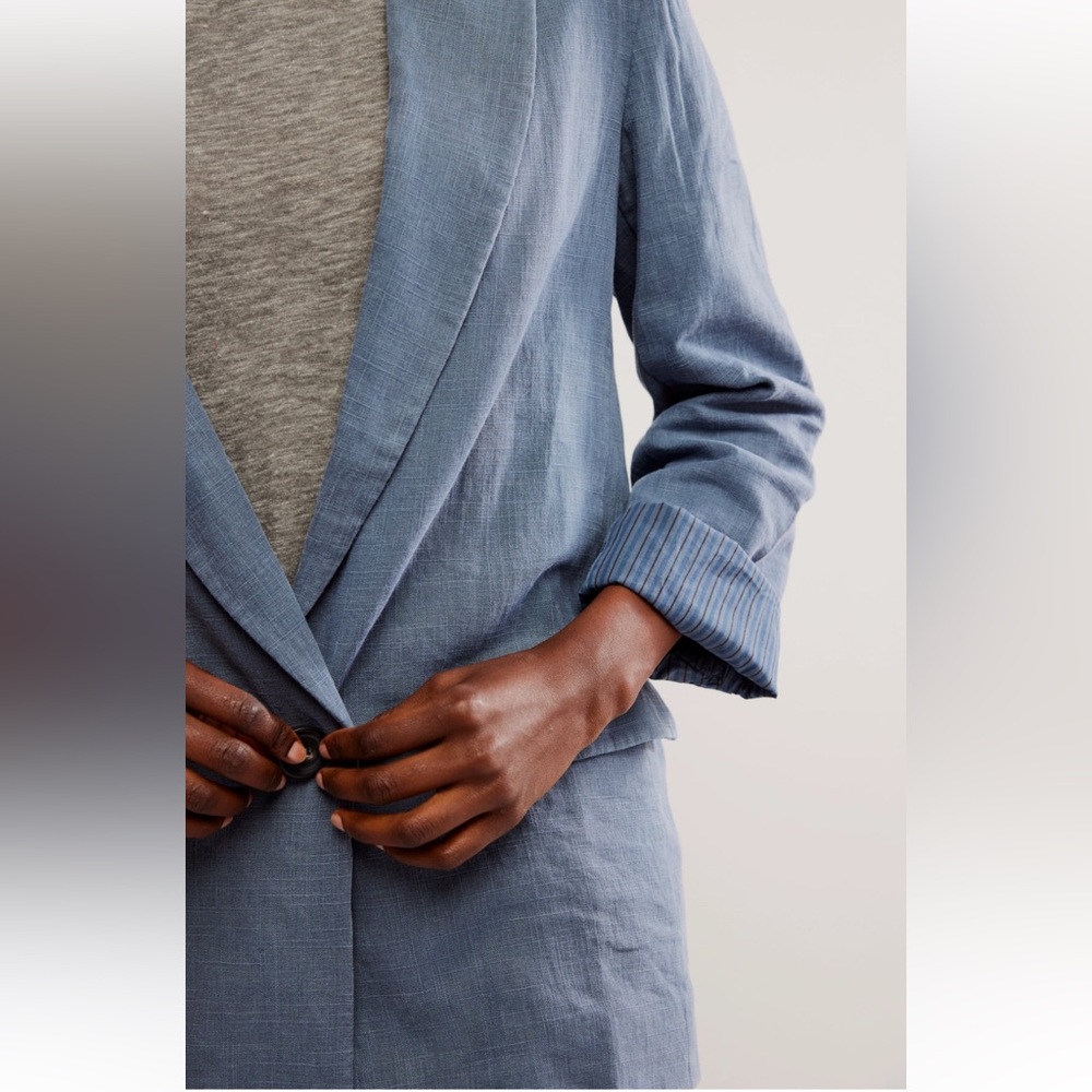 FREE PEOPLE Prep School Blazer in Color Vintage Indigo - Picture 5 of 12